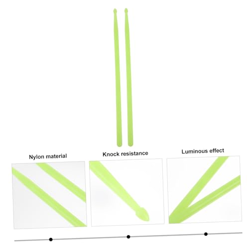 Baquetas Totority luminosas con LED verde fluorescente, 2 piezas, para bandas de marcha y kits acústicos, agarre cómodo que alivia la fatiga de las manos, ideal para principiantes y jóvenes bateristas miniatura 5