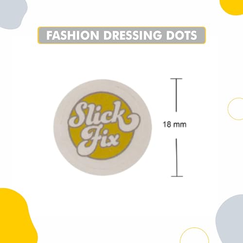 SLICKFIX Fashion Dressing Dots Tape -(Trial Pack of 18) Double - Sided Round Fashion Tape for Clothes,Skin Friendly Adhesive Body Tape, Body Tap for Women and Men, 3 Cm