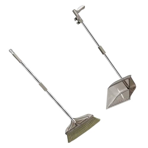 HOMOCONO 1セットソフトブラシホウキ ちりとり付き掃除用具 家用長柄ホウキ 小さなゴミを楽に掃除 柔軟なブラシで床の埃をすっきり掃除