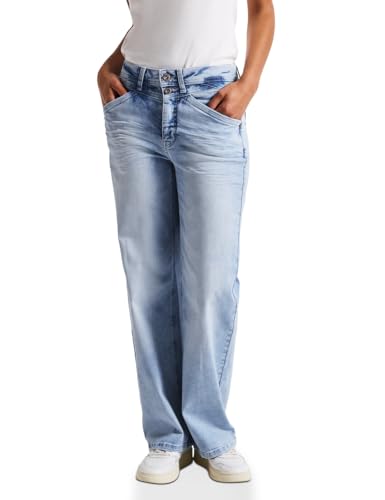 STREET ONE Damen 3716900 Bleached Wide Leg Jeans, Super Bleach Washed, 27W x 28L