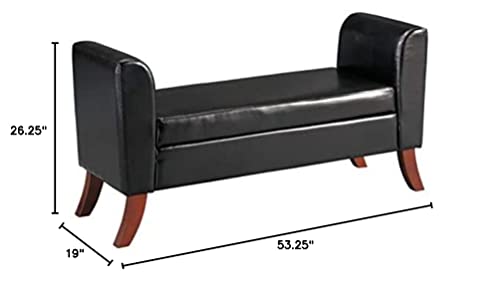 Signature Design By Ashley Contemporary Faux Leather Storage Bench With Lift Top Storage, Black, Brown #TOP5