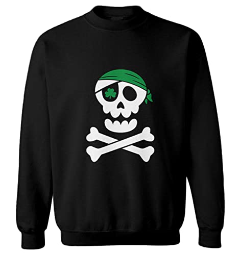 Haase Unlimited Skull & Crossbones Shamrock Eye Patch - Toddler Fleece Crewneck Sweater
