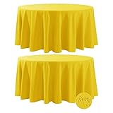 Fokitut 2 Pack Waterproof Round Tablecloth, 108 Inch, Stain Resistant and Wrinkle Polyester Table Cl