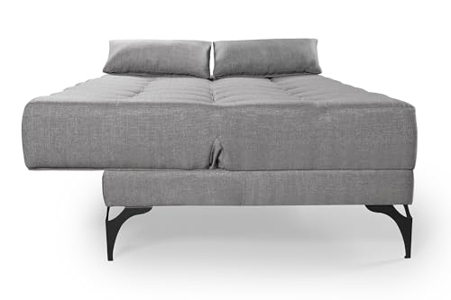 Sofá Cama Solteiro Nevada Reclinavel Revestimento Linho Pes em Ferro (CINZA)