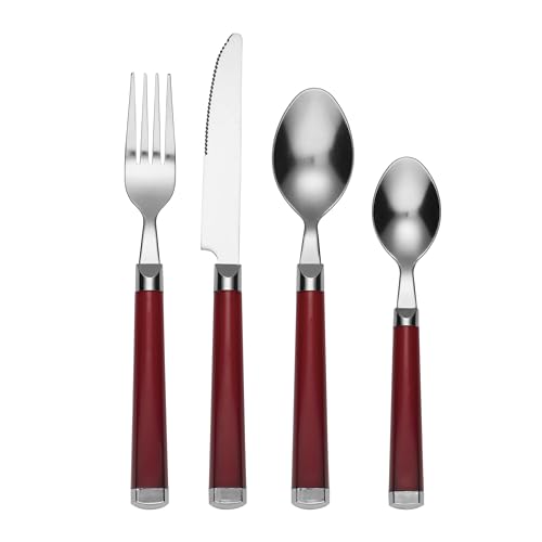 Cambridge-242616MD4-Temptation-Red-16-Piece-Flatware-Set-With-Rack