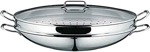 WMF Wok-Set 2-Pieces Macao Uncoated Ø 36 cm Party Pouring Rim Stainless Steel Handle Cromargan® Stainless Steel Suitable for Induction Dishwasher-Safe