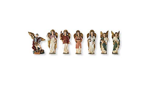 Avalon Gallery Barcelona Collection Hand Painted Religious Statue with Gold Accents, 5-Inch, Set of 7 Archangels