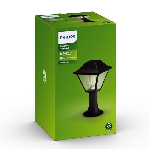 Philips myGarden Alpenglow - Poste de luz, iluminación exterior, bombilla no incluida, casquillo E27, aluminio, color negro