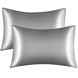 Maple&Stone Satin Pillowcase for Hair and Skin 2 Pack - Grey Soft Silky Pillow Cases Queen Size,...