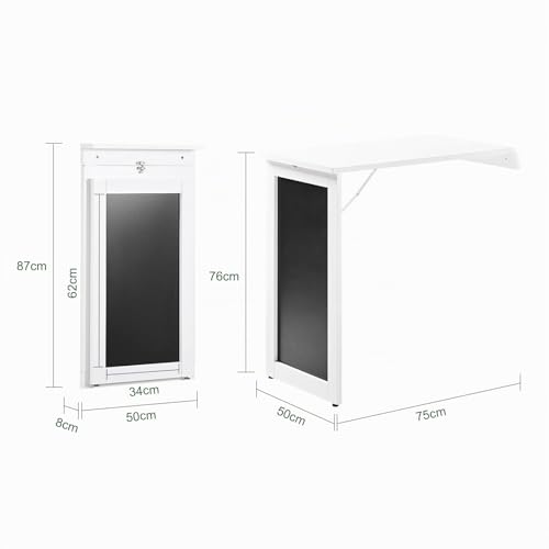 Miniatura 3 de Sobuy Mesa Plegable Murale Con Hoja Abatible Mesa De Comedor Extensible Con Tabla De Memoria Mesa Plegable Ahorro De Espacio Para Cocina, Oficina, Y Espacios Pequeños Blanco 50 X 75 X 76cm Fwt20-W