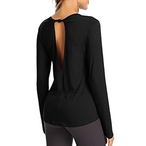 Bestisun Workout Long Sleeve Shirts Backless Top Exercise Clothes Athletic Wear for Women