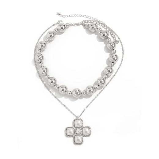 Colar de cruz para mulheres, corrente longa de ouro, colar de cristal com cruz em camadas, colares com pingente de cruz de pérola, colares vintage, joias delicadas, one size, Zinco, Sem Pedra Preciosa