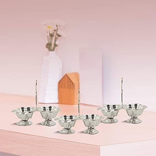 Shubhkart Silver Plated Handmade Haldi Kumkum Holder/Stand Small Size (Pack Of 3) #TOP3