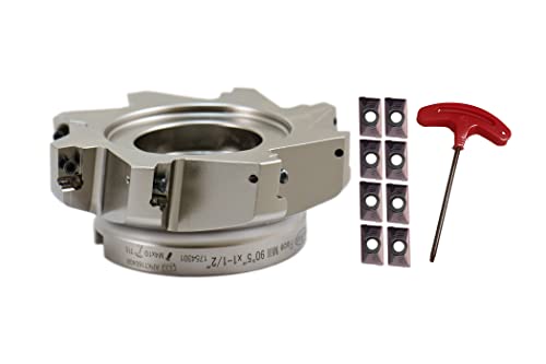 Shars 5 Inch 90 Degree Indexable Face Mill with 8 PCS APKT1604 Carbide Insert 404-1871W+404-6541(8) M[