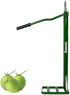 GREENON® Coconut Husk Peeler with Handle Grip | Heavy Weight 2.7 Kg Naral Solini | Manual Coconut Outer Shell Extractor | Powder Coated Metal | Heavy Duty Dehusker Machine | Green