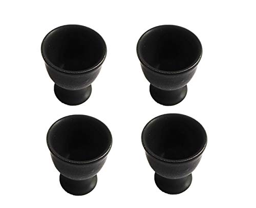 Soft Boiled Egg Holder | Ceramic Egg Cup Set | Ceramic Egg Holder Pottery Housewarming Gift Set Of 2 (Black) #TOP3