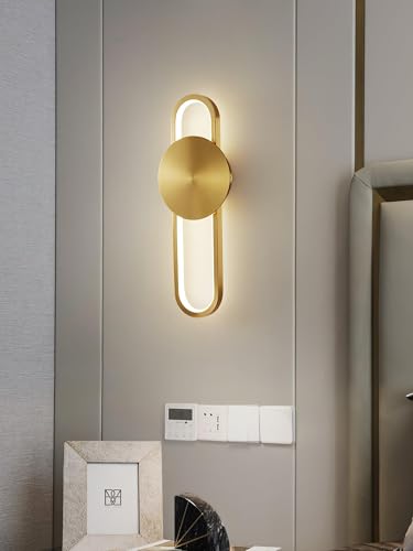 Image of Modern Dimmable Sconces Gold Wall Lights 2700K 10W Brass Wall Lamp Compatible with dimmer Control L 17in Wall Lights for Restaurant Living Room Bedside Vanity Wall Light (Brass)