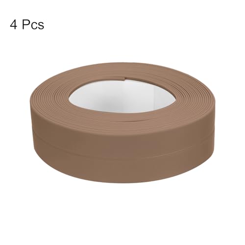 Image of uxcell 4 Rolls of Brown Caulk Sealant Strip Waterproof Self Adhesive, 0.87 inch x 10.5Ft Toilet Caulk Tape, Bathtub Caulk Sealing Strip for Kitchen Countertop, Sink, and Floor Edge Protector