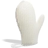 Bath Mitt - Exfoliating Glove, Honeycomb Body Scrubber,Massage Body Scrub Gloves for Home Spa,Mitt Sponges for Cleaning Body,Deep and Gentle,Fast foaming (White(Softer,Medium Size))