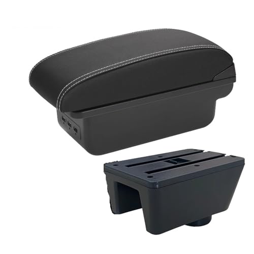 センターコンソールボックス のためにイビサ 6L 6j 用のためにシート用 アームレストボックス 収納ボックス 改造パーツ 内装交換アクセサリー(B3 Black white 3USB)