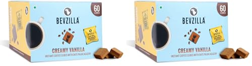 Image of Bevzilla 60 Creamy Vanilla Flavor Instant Coffee Cubes | Made with Date Palm Jaggery & Arabica Beans | No Refined Sugar | No Preservatives | Coffee Premix with Real Ingredients| Enjoy Hot & Cold