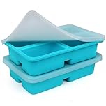 2 Packs Silicone Freezer Tray, Ice Cube Molds,Soup Freezer Containers with Lid for Meal Prep, Makes 8 Cups Portion Freeze Trays for Storing Each 250mL Broth, Soup, Lasagna and Sauce