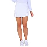 Dona Jo Official JoJo Skirt with deep Side Pockets for Storage and Made with Light® 5-Way Stretch Material (White, Size 2 (10-14))