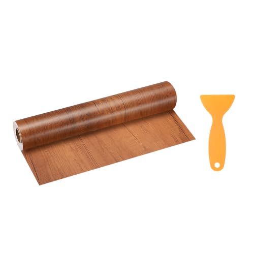 Image of HARFINGTON Wood Grain Repair Tape 11.8 Inch x 33ft Self Adhesive Repair Patch Tape Simulated Wooden Floor Tapes with Plastic Scraper for Tables Doors Windows Furniture, Dark Brown Wood