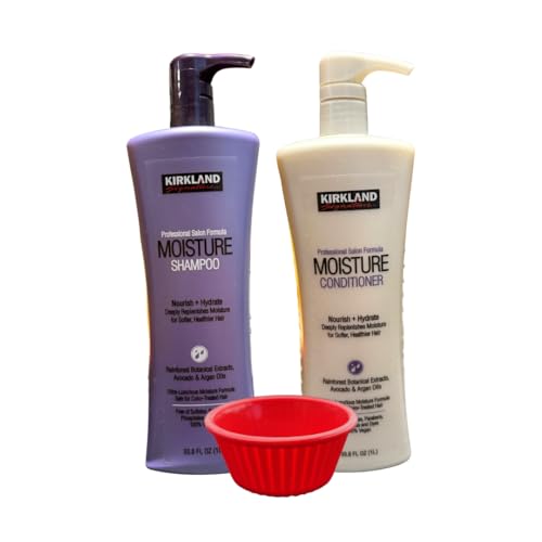 KING BUY BOX cup (1 PCS) Bundle with Professional Salon Formula Moisture Shampoo & Conditioner 33.8fl oz 1 litter (Two Bottles) Compatible with Kirkland Signature