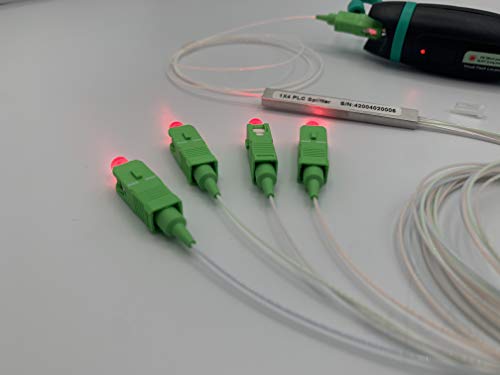 Elfcam - Optischer Splitter Glasfaser-PLC-Splitter (Fasersplitter) SC/APC Simplex Singlemode 0,9 mm, 1X4