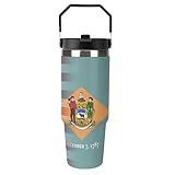 U.S.A Delaware State Flag Portable Tumbler with Lid And Straw 30oz Insulated Water Bottle Car Drinking Cups