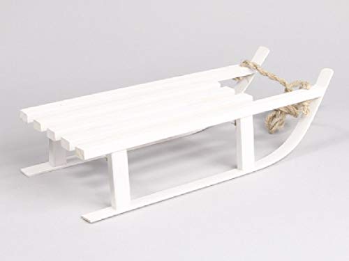 Holzschlitten I Länge 38 cm I weiß I Dekoschlitten