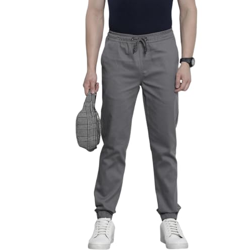 Image of The Indian Garage Co Men Slim Fit Solid Mid-Rise Stretchable Chino Joggers