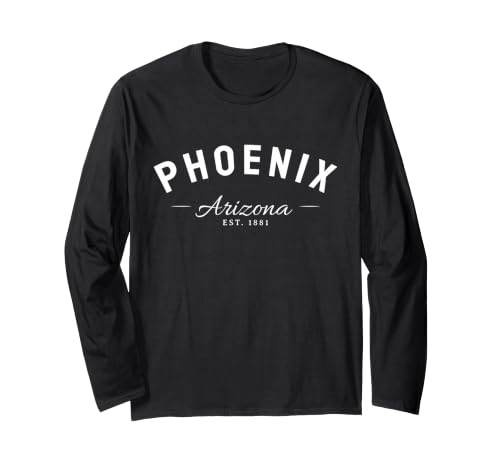 Graphisme rétro Vintage de Phoenix Arizona au Coucher du Soleil dans Le désert Manche Longue
