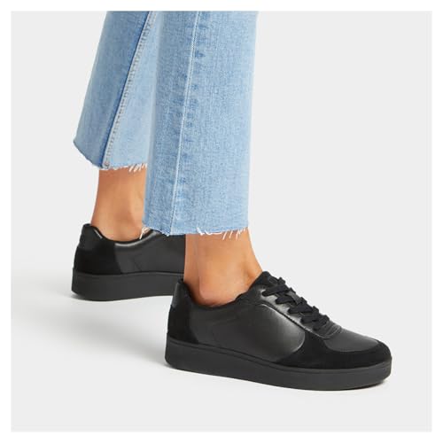 FitFlop Womens Rally Leather/Suede Panel Sneakers3