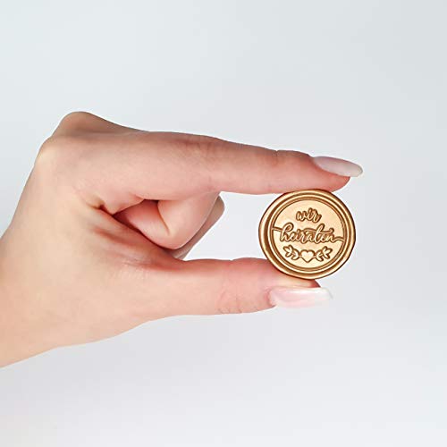 Wachssiegel Stempel Hochzeit – Wir heiraten Wachsstempel mit Zweigen und Herz - Siegelstempel für DIY Einladungen, Menükarten, Briefe und Umschläge