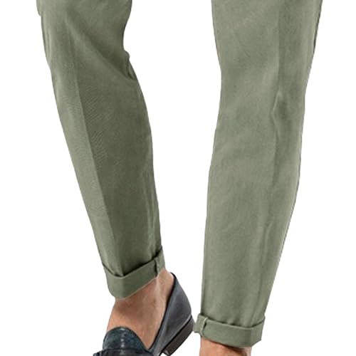 Men's Tapered Linen Casual Pants Drawstrintg Elastic Waist Beach Pant Flat Front Linen Summer Trousers4