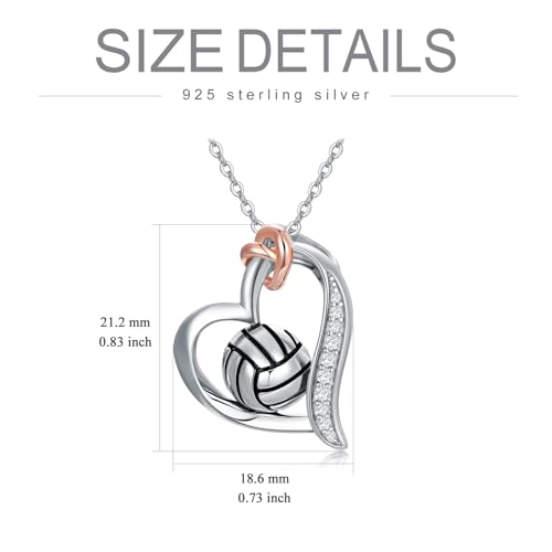 YAFEINI Volleyball/Baseball/Basketball/Tennis/Soccer/Golf/Necklace 925 Sterling Sliver Heart Sports Pendant Jewelry Gifts for Women4