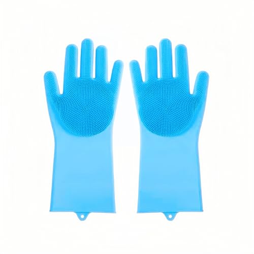 Image of Pet Grooming Gloves for Dogs and Cats,Heat Resistant Silicone Gloves with High-Density Teeth, Enhanced 5-Finger Design for Bathing and Massage Dogs and Cats,Blue