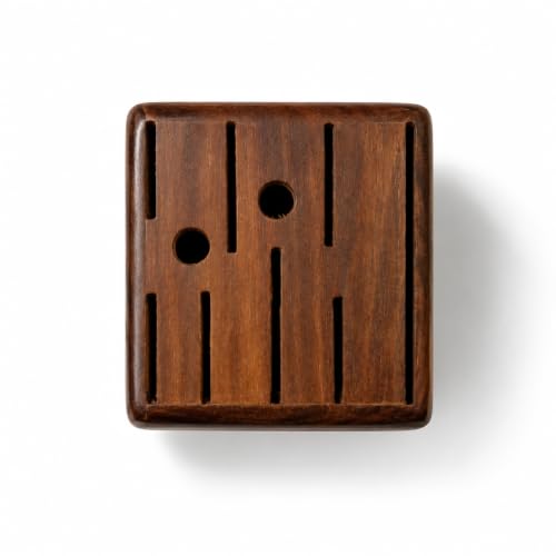 Image of Wood Knife Stand /Holder - Empty Wood Knife Box /Knife Organizer for Kitchen Cutlery, Scissors, and Spoons (Brown, Sheesham Heartwood Rectangular Knife Block)