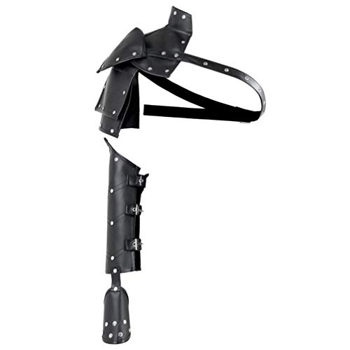 PRETYZOOM Faux Cuir Gantelet Bracelet Bracer Armure Armure Manchette Guerriers Unique Épaule en Cuir Épaule Armure Punk Gothique Médiéval Costume 2 Pcs (Noir Main Droite)