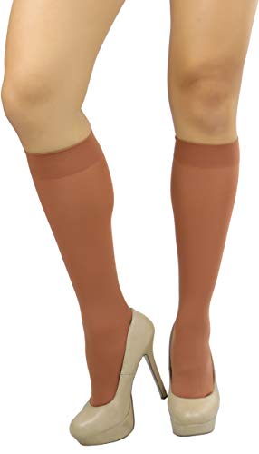 Image of ToBeInStyle Women's Opaque Knee High Nylon Fashion Socks Solid & w /Front Satin Bow