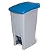 Tretabfalleimer mit Rollen, Inhalt 60 Liter, HxBxT 700x380x490 mm, Korpus grau, Deckel blau