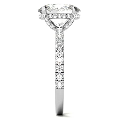 925 Silver | 10K|14K|18K Solid Gold, Handmade Engagement Rings, 3 Ct Oval Cut Moissanite Diamond Solitaire Bridal/Wedding Ring For Women/Her, Minimalist Anniversary Ring Gifts (10K Solid White Gold, 7.5) #TOP5