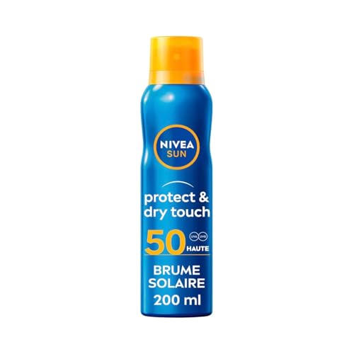 NIVEA SUN - Brume Protectrice Protect & Dry Touch FPS 50 - Protection Solaire - Glycérine - 100% Transparent - Formule Non Grasse & Rafraîchissante - Ultra-Résistant...