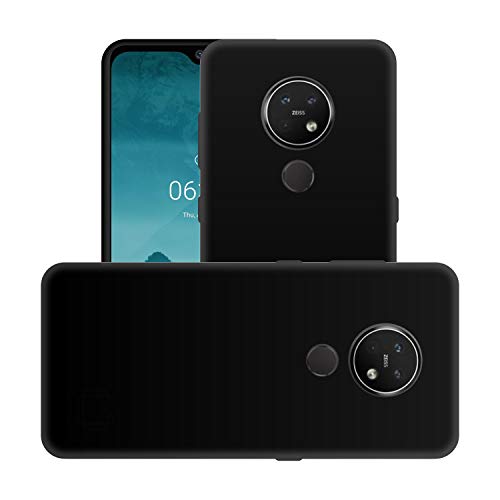 Image of Case Creation Compatible with Nokia 7.2 2019 Back case, Nokia 7.2 Slim Flexible Smart Look case with 360 Camera All Angle Protection (Pure Black)