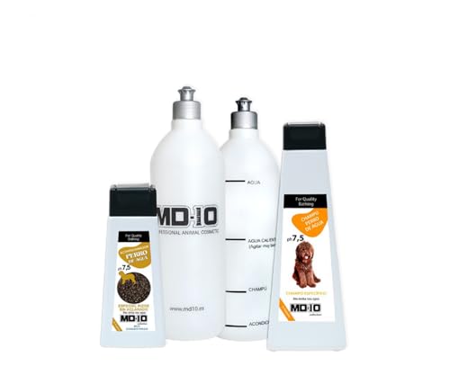 MD-10 COLLECTION Champú + Acondicionador para Perro de Agua + 2 Botellas Mezcladoras (750ml,...