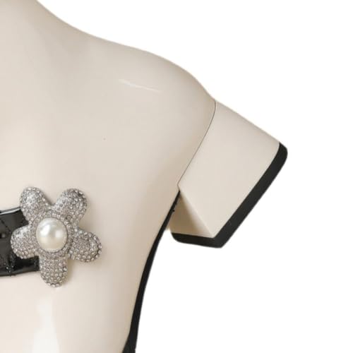 TinaCus Women's Handmade Patent Leather Cap-Toe Two-Tone Rhinestone Flower Ankle Boots2