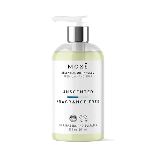 MOXE All Natural Hand Wash – Unscented Fragrance-Free– Gentle Formula, Organic & Plant-Based – For Kitchen & Bathroom – Biodegradable, Vegan, Cruelty-Free, No Sulfates or Parabens – 12 oz