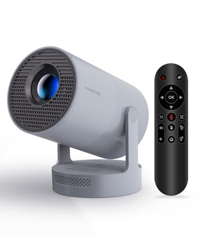 【Electric Focus】Magcubic Mini Projector 4K Support, Smart Projector with WiFi 6 and Bluetooth 5.4, 5W Soundbase Speaker, 180° Rotation, Portable Proyector for Home Theater HY300 Ultra (Grey)